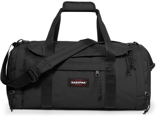 Zwarte Eastpak Reader S+ reistas met handvatten en schouderband.