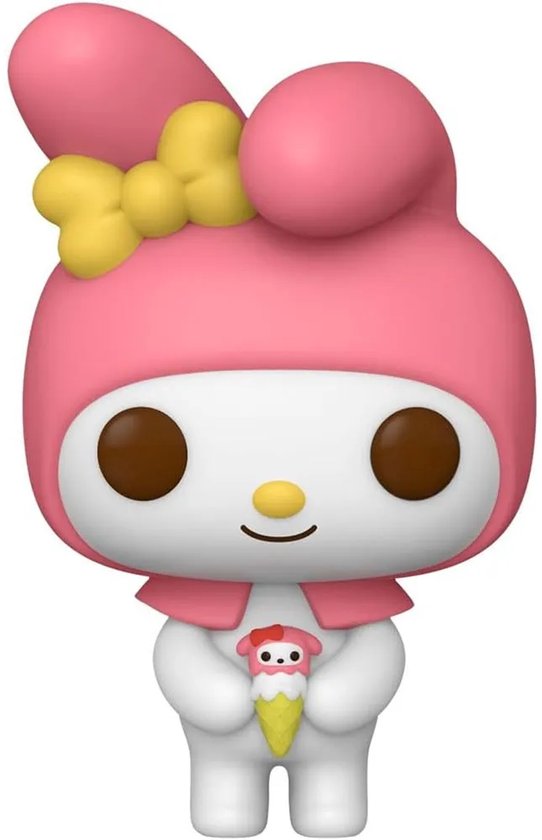 Funko Pop! My Melody #91 figuur, wit met roze kap en ijsje.