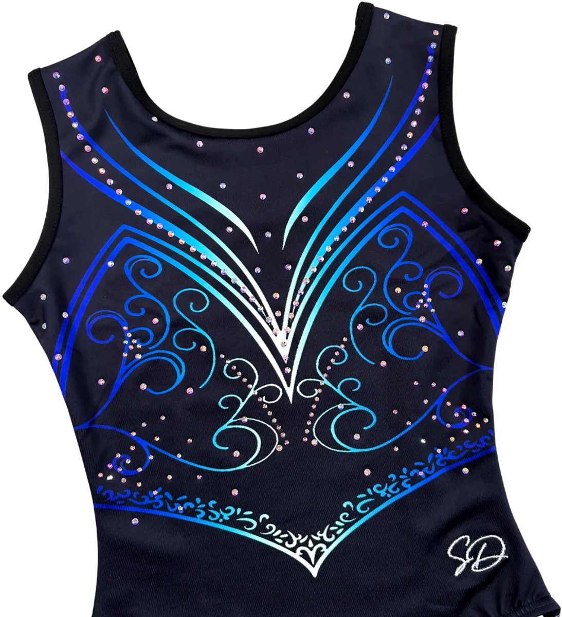 Sparkle&Dream Turnpakje Vicky Zwart - Maat AXXL M/L - Gympakje voor Turnen, Acro, Trampoline en Gymnastiek
