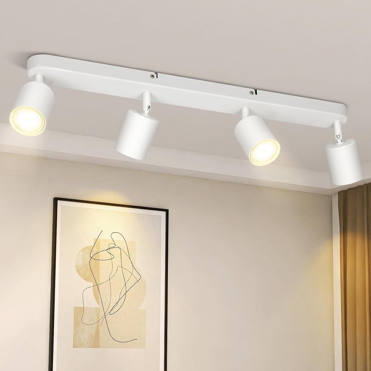 Moderne Draaibare Plafondlamp met 4 Spots - Flexibele Verlichting voor Woonkamer, Slaapkam