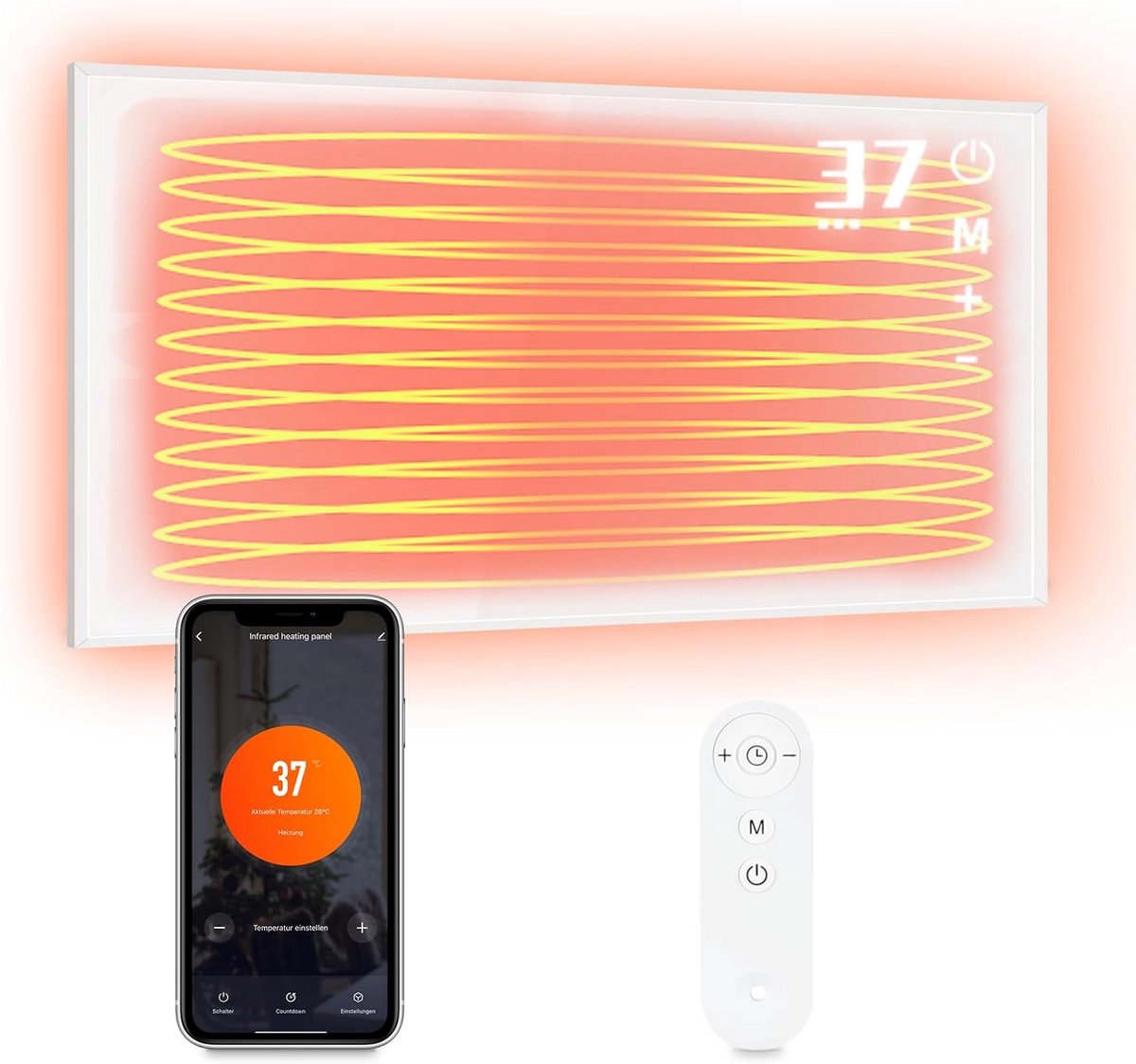 Infrarood Wandverwarming met Thermostaat en Afstandsbediening - 450W Energiebesparend