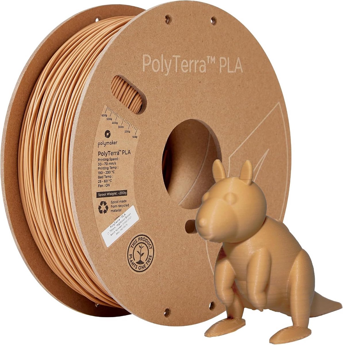 Matte PLA Houtfilament 1.75 mm - 1 kg voor 3D Printen