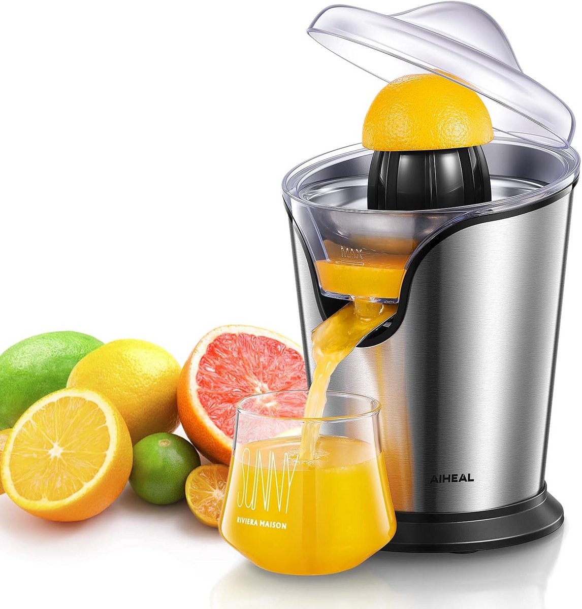 Citruspers Elektrisch met Verwisselbare Kegels en Drupstop
