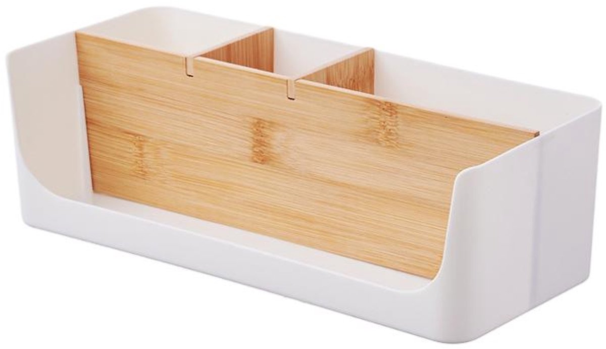 Bureau opbergdoos - opbergruimte voor thuiskantoor - 4 vakken - wit - 27×11,6×8,5 cm