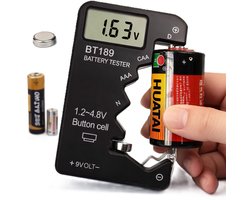 BT189 Digitale Batterijtester met LCD – AA / AAA / C / D / 9V / Knopcel – Batterij Capaciteit Tester – Zwart
