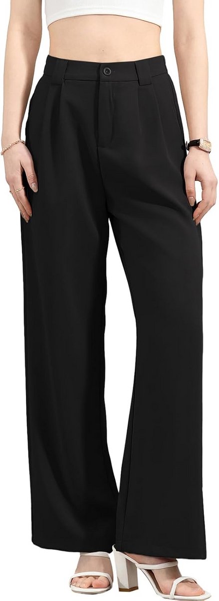 Damesbroek met Wijde Pijpen - Elegante Palazzo Joggingbroek in Effen Kleur