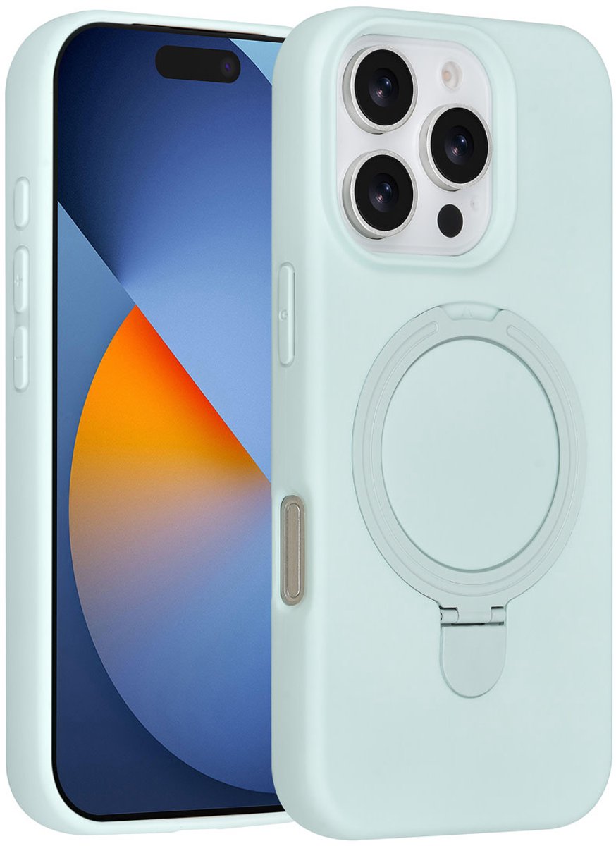 TUNIQ telefoonhoesje voor Apple iPhone 16 Pro - MagSafe met ringstand en koord - Mintgroen
