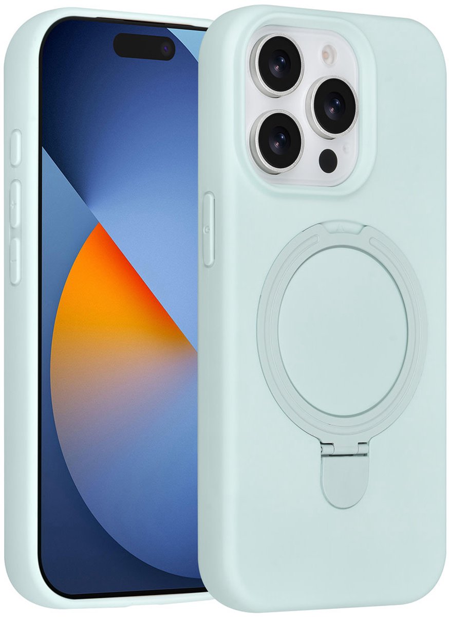 TUNIQ telefoonhoesje voor Apple iPhone 15 Pro - MagSafe met ringstand en koord - Mintgroen