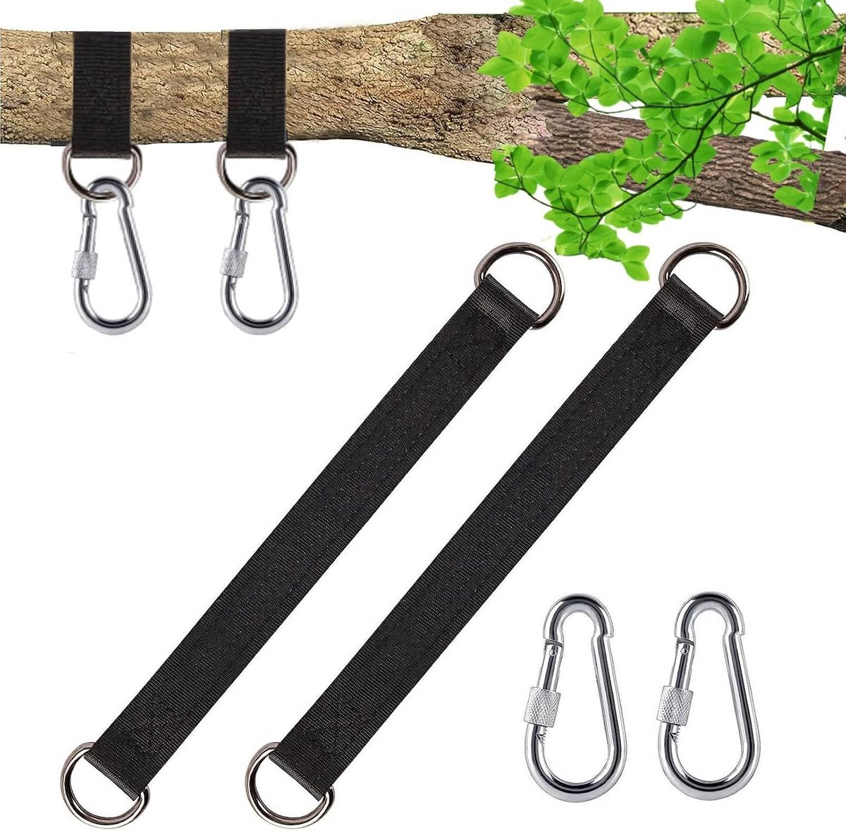 Hangmatbevestiging Set met Robuuste Karabijnhaken en D-ringen voor Schommels
