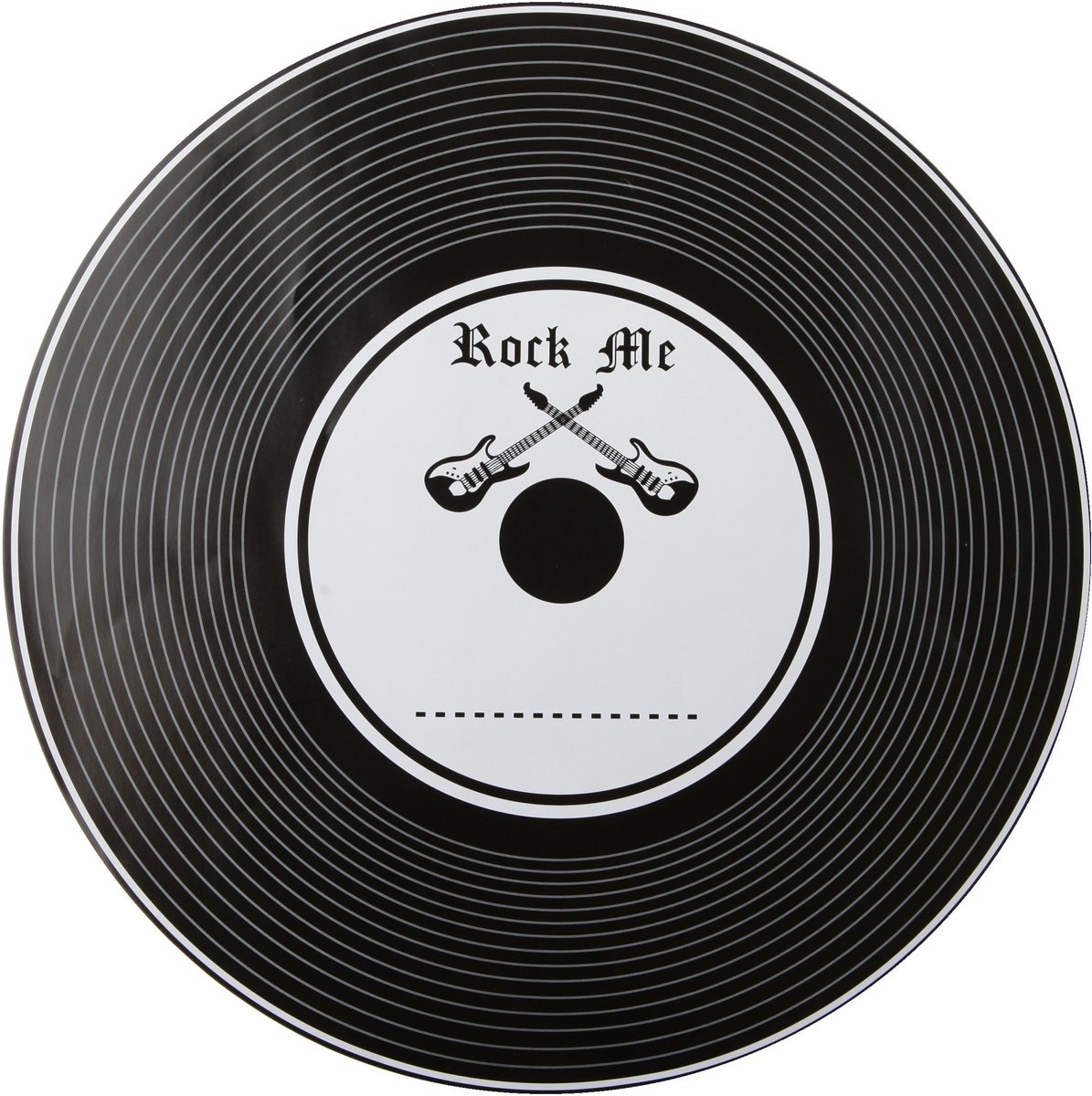 Tafel placemats Muziek thema - onderleggers vinyl platen print - 18x stuks - Rond - zwart - Dia 34 cm - DJ style