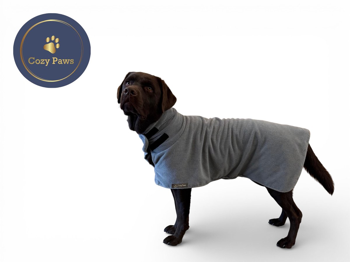 Cozypaws® Hondenbadjas - Badjas voor honden - Sneldrogend Microvezel - Grijs - Maat M