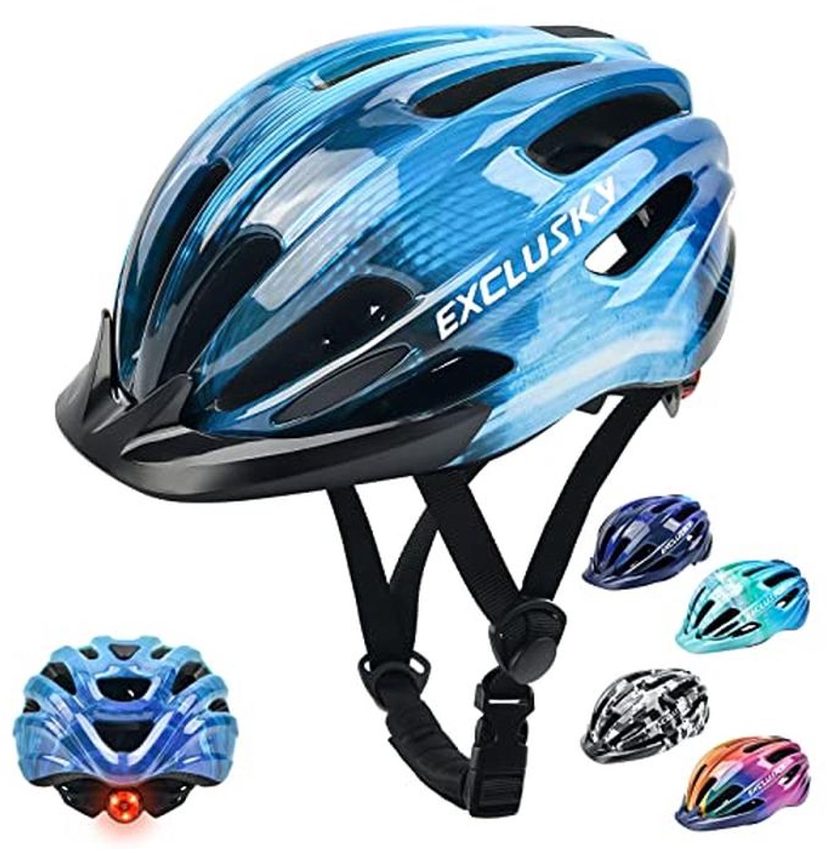 Fietshelm voor Kinderen met Licht en Vizier, 50-57 cm, Meerdere Ventilatieopeningen, Veilig en Comfortabel voor 5-13 Jaar