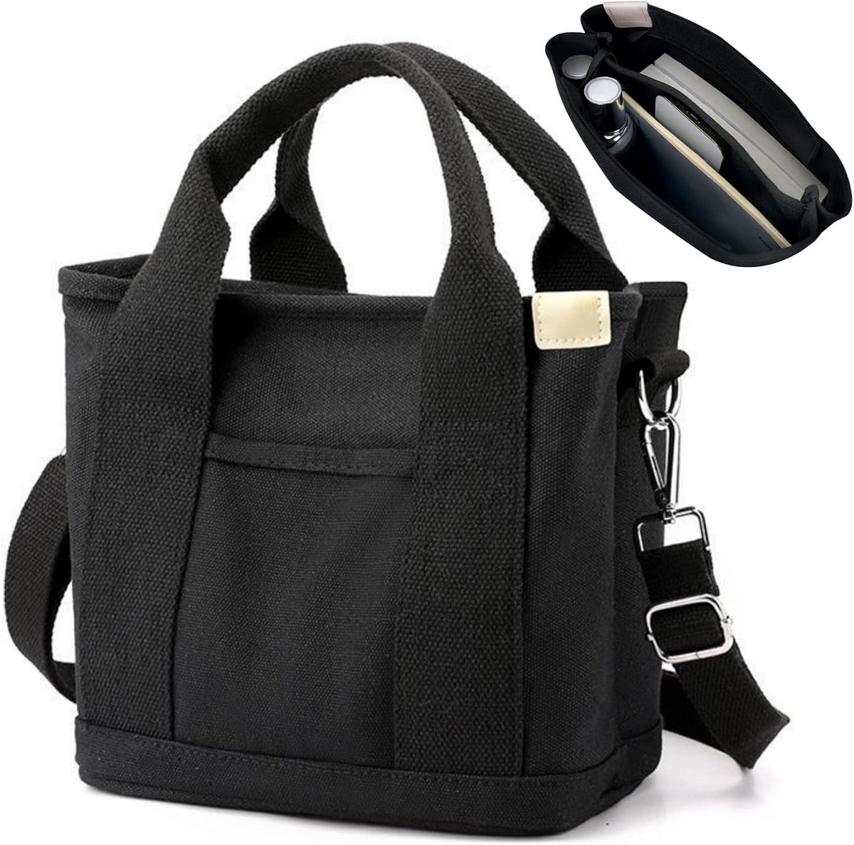 Draagtas canvas voor dames - Handtas, schoudertas en shopper met ritssluiting - Ideaal voor dagelijks gebruik, school, winkelen, werk en reizen
