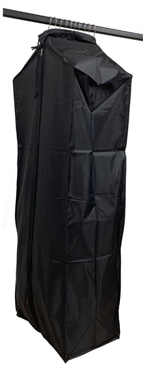 Zwarte kledinghoes 160cm – Grote kleding beschermhoes voor meerdere kledingstukken – Nylon kledingzak met rits, trekkoord & gesloten onderzijde – Stofvrije opberghoes – 160x57x40cm – Pakhoes, jas hoes, reis kledinghoes