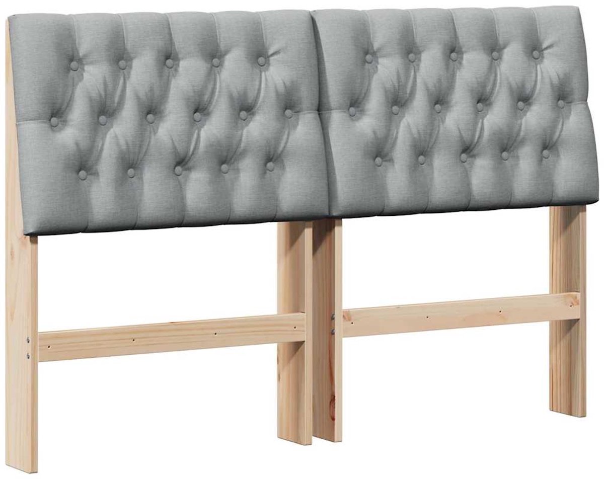vidaXL Gestoffeerd - hoofdbord - Lichtgrijs - 140 - cm - Massief - grenenhout