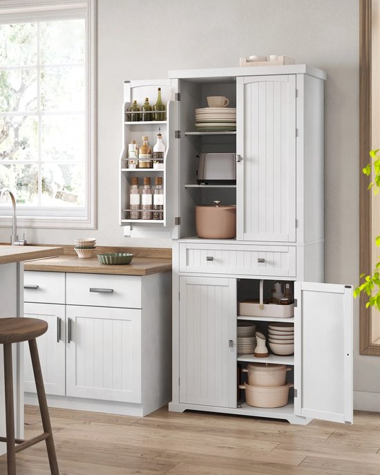 Armoire de cuisine - Armoire haute - Armoire de rangement - Armoire - 1 tiroir - 40 × 76 × 182,1 cm (P × L × H) - Wit