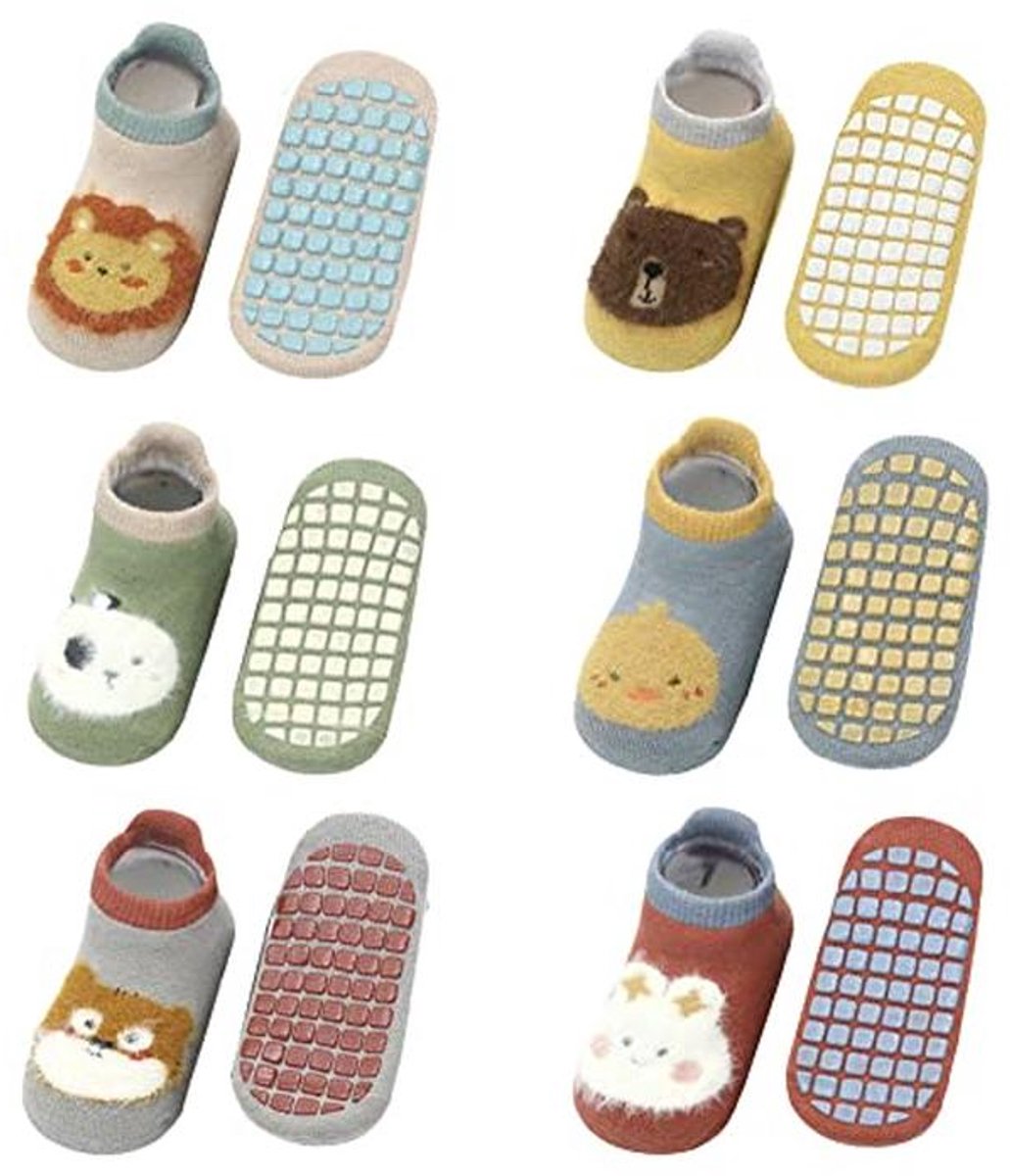 6 Paar Baby Kinderen Anti-slip Sokken - Onzichtbare Sneakersokken van Katoen