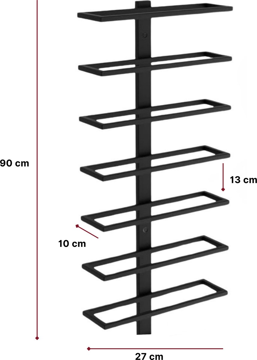 Mémoire® Réserve Wandwijnrek voor 7 Flessen – Luxe Wijnrek voor Aan de Muur – Stijlvolle Wijnopslag van Metaal – Verticale Wijnpresentatie – Ruimtebesparend Design – Perfect voor Woonkamer, Keuken en Wijnliefhebbers — cadeau in Wonen & Interieur - foto 3