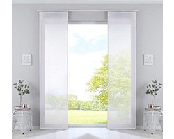 Set van 2 Transparante Schuifgordijnen van Katoenen Voile - 245 x 60 cm - Wit