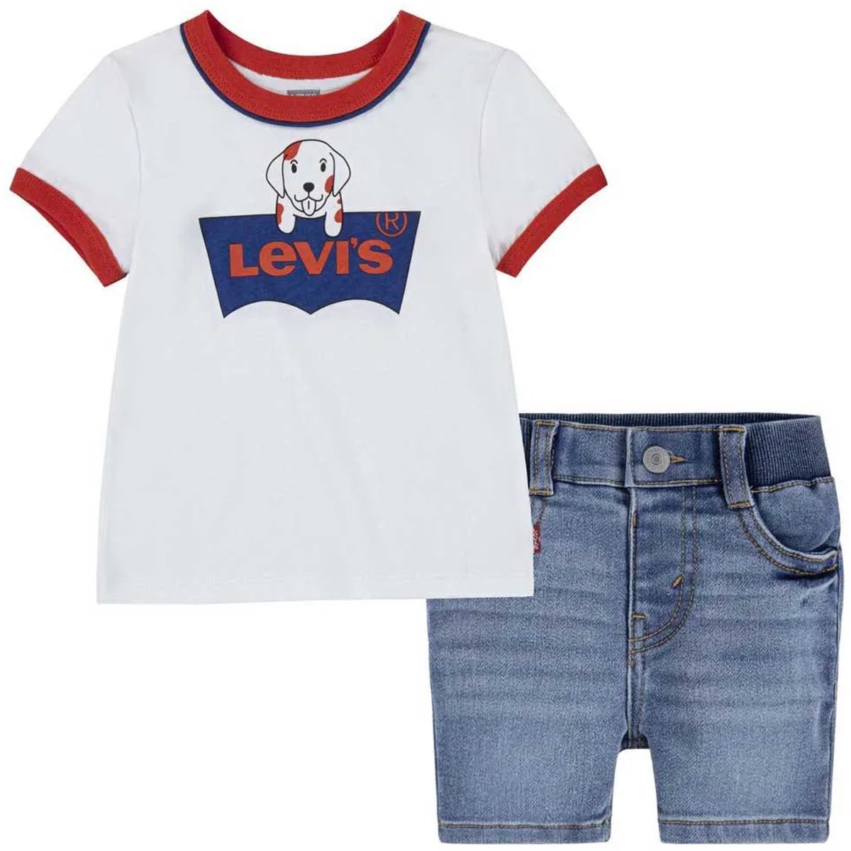 Levi´s ® Kids Pup Batwing Ringer Set Veelkleurig 12 Months Kinderen Wit