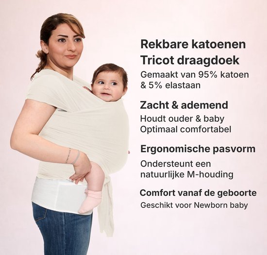 Baby Garden draagdoek Licht Beige - Ergonomisch - Original - Met slabbetje van $ — afbeelding 4