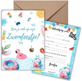 Uitnodiging Kinderfeestje 10 Kaarten + Enveloppen - Zwemfeestje - Zwemmen – Jongen & Meisje – Uitnodigingskaarten - Beschrijfbaar – Verjaardag Kind