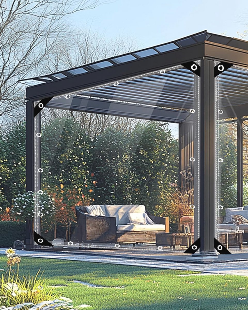 Transparant Waterdicht Afdekzeil met Oogjes - 420 g/m² - Voor Terras en Buiten