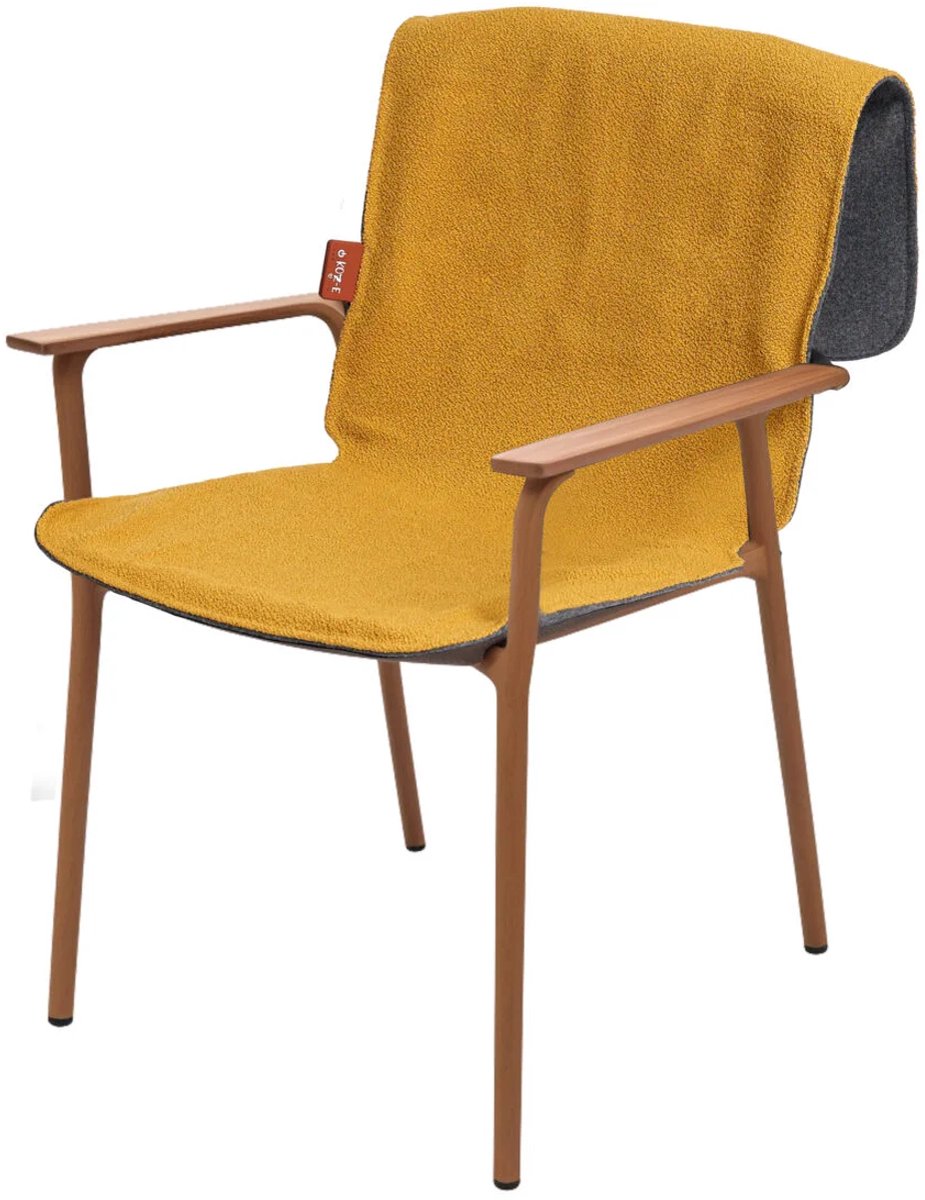 KOZ-E Draadloze Infrarood Warmtedeken met Accu – Verwarmd Stoelkleed – 46,5 x 139 cm – Geel