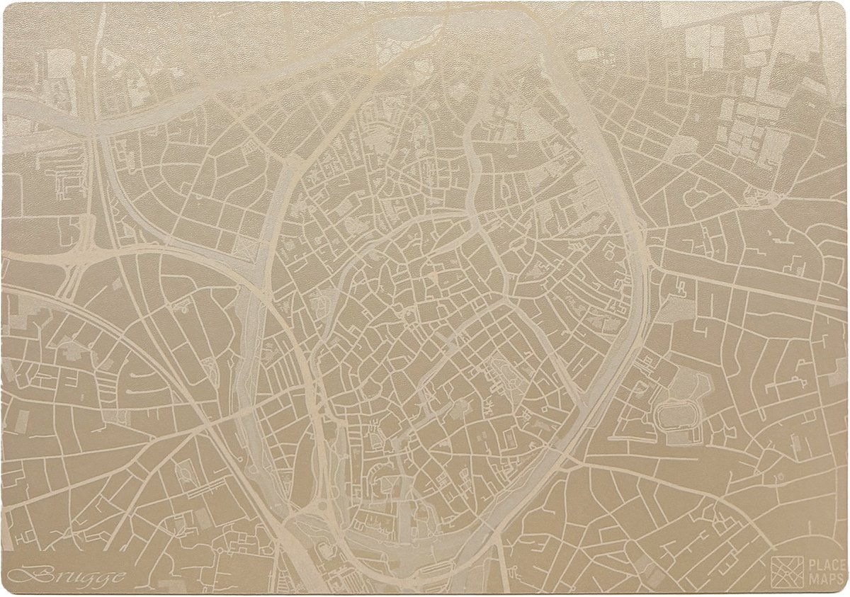 Place Maps Gegraveerde Kunstlederen Placemat Brugge Champagne 1 stuk