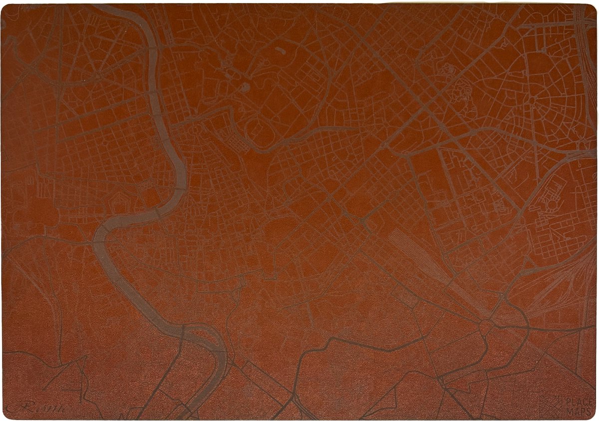 Place Maps Gegraveerde Kunstlederen Placemat Rome Kastanjebruin 1 stuk