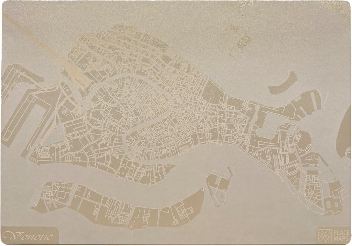 Place Maps Gegraveerde Kunstlederen Placemat Venetië Champagne 1 stuk