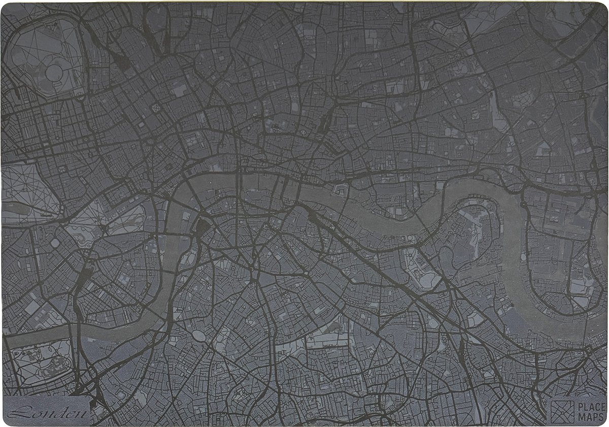 Place Maps Gegraveerde Kunstlederen Placemat Londen Leigrijs 1 stuk
