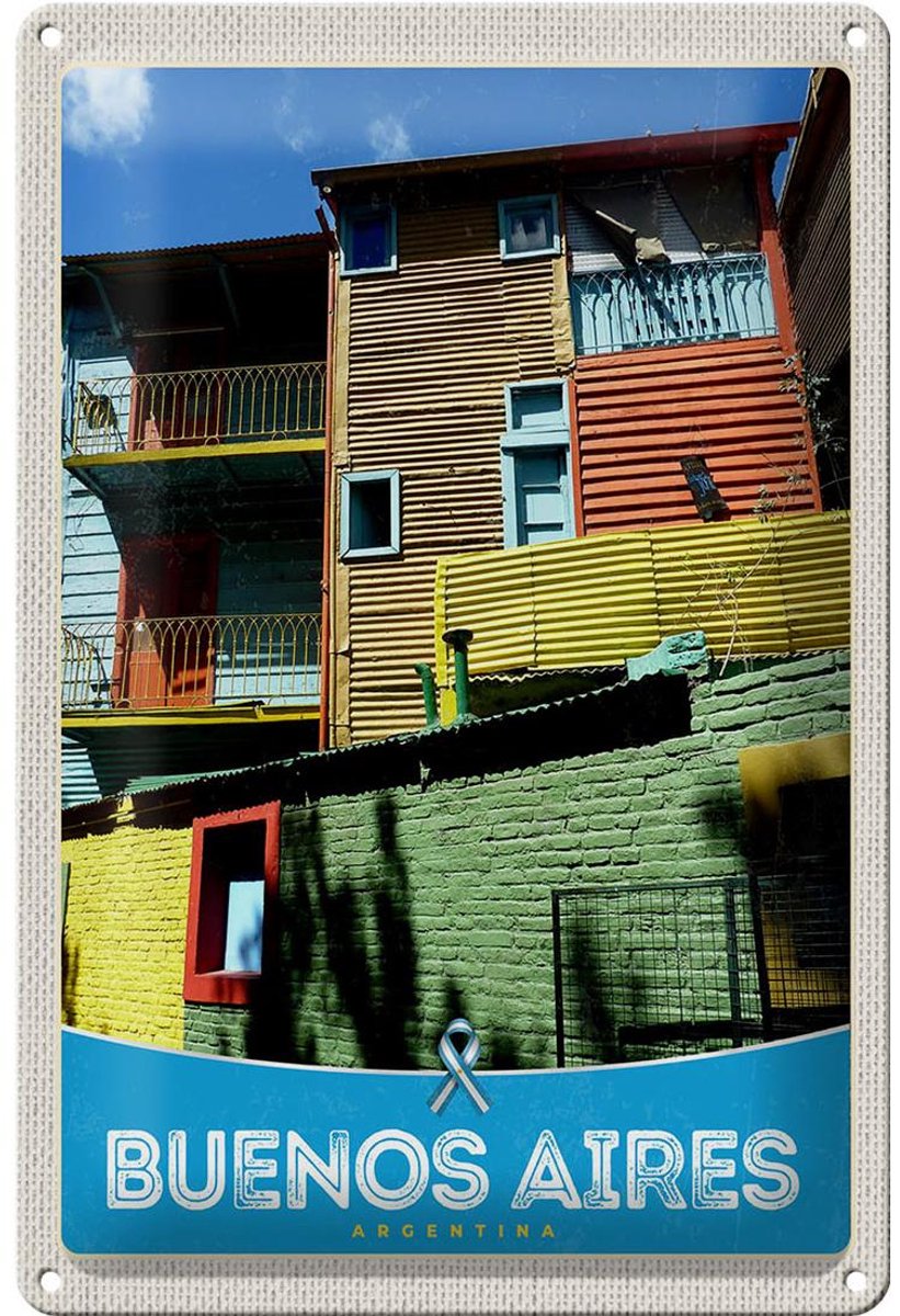 Blechschild Reise 20x30cm Buenos Aires Argentinien Häuser