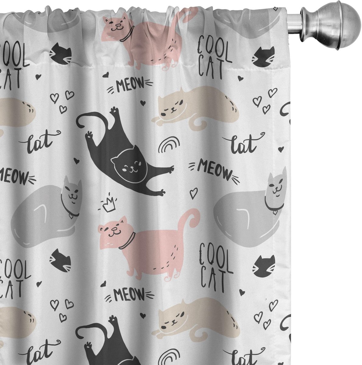 ABAKUHAUS 2-delige Voorhangen 75x225 cm – Beige – Lichtroze – Microvezel