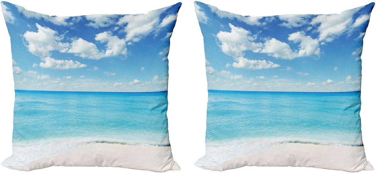 ABAKUHAUS Tropische kussenhoes – 2-pack 60x60 cm – Sky Blue Aqua Hemelsblauw Aqua