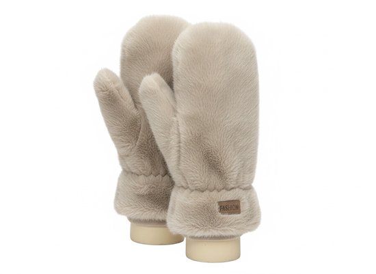 Moufles Luxe Faux Fur - Beige (Taille Unique)