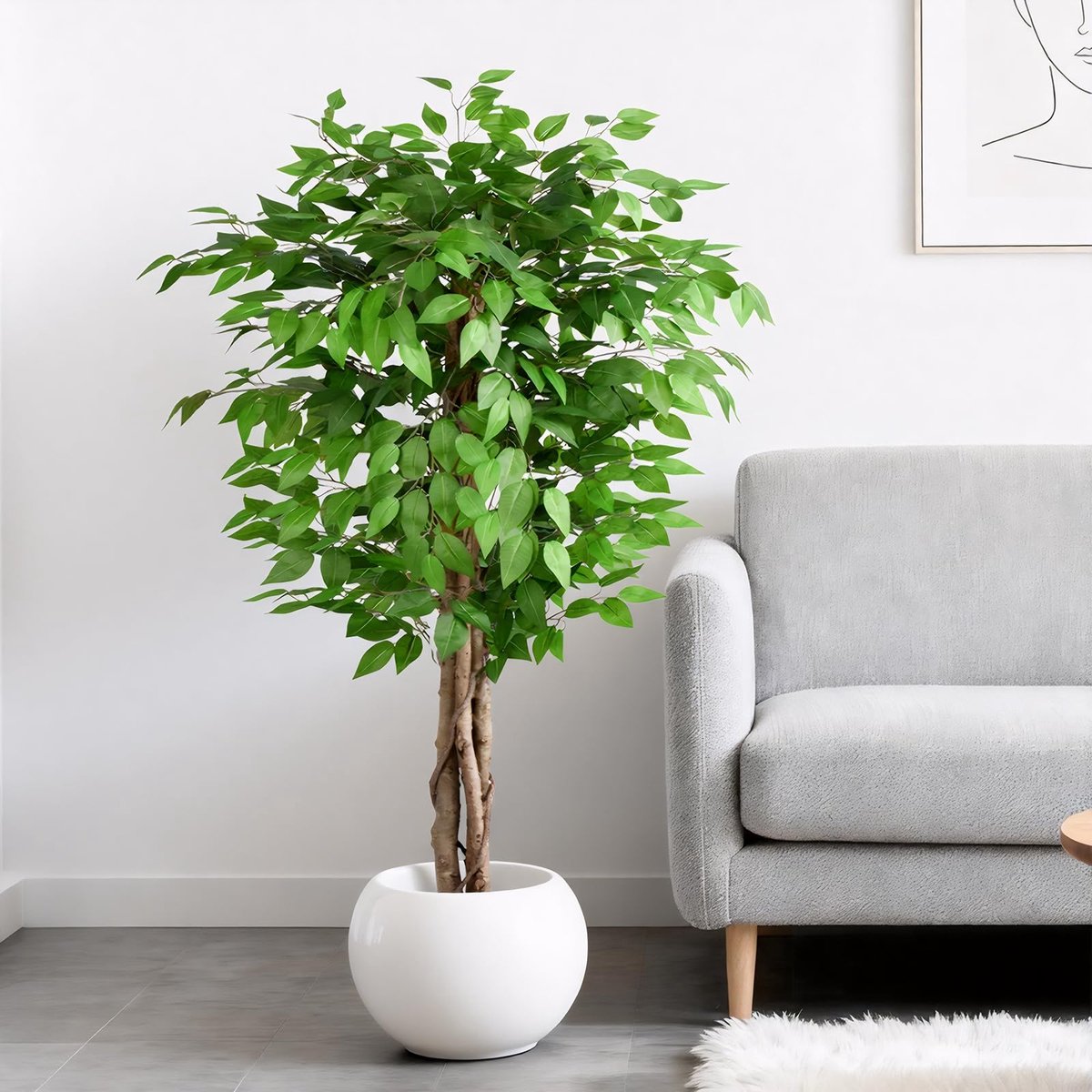Unyqoos Levensechte grote kunstficusboom met natuurlijke houten stammen voor elke ruimte groen