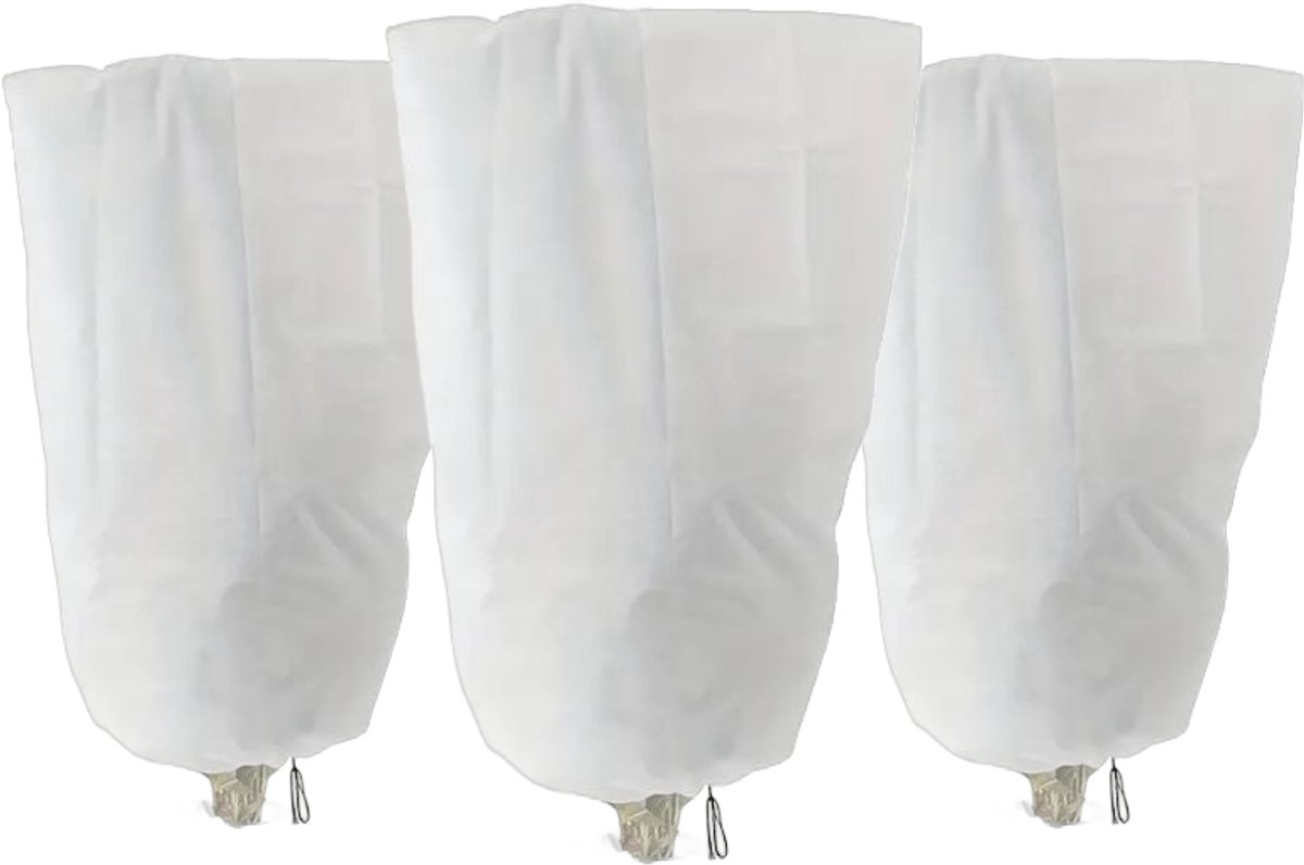 Famiflora Plantenhoes anti-vries met trekkoord 120x180cm 70g/m² - wit - 3 stuks - Beschermt tegen vorst & wind - Luchtdoorlatend - Met handig trekkoord