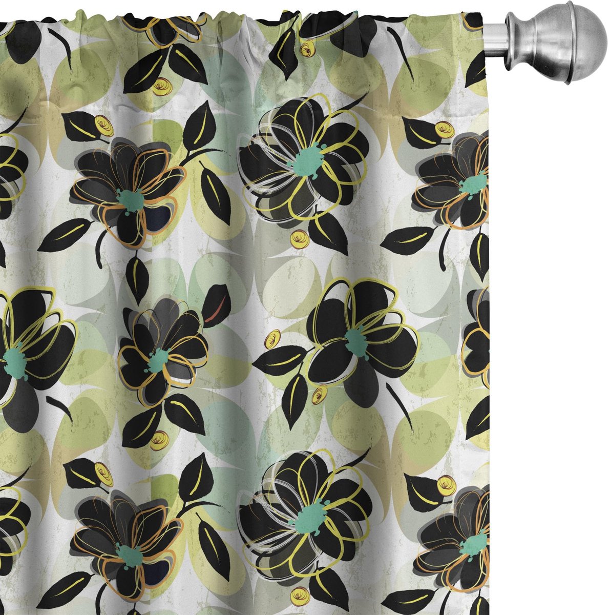ABAKUHAUS Bloemen Gordijnen – 2x75x245 cm – Koksgrauwe Multicolor Koksgraue Multicolor