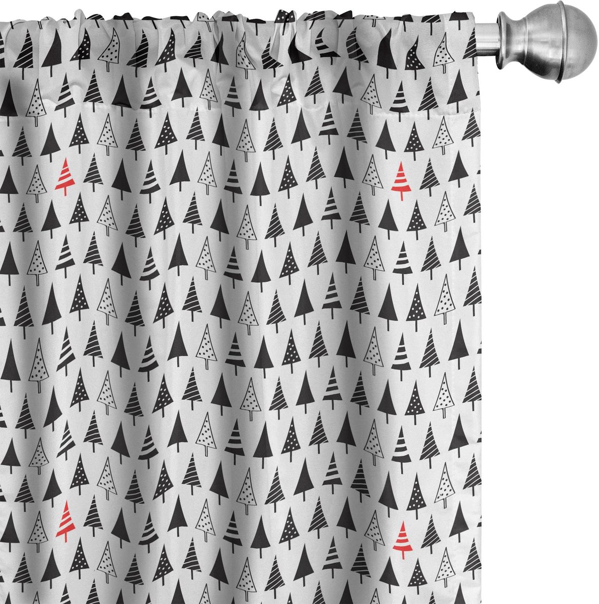 ABAKUHAUS 2x Voorhang Driehoekige Dennenbomen – 75x245 cm – Microvezel – Halfschaduw Koksgraue Vermilion