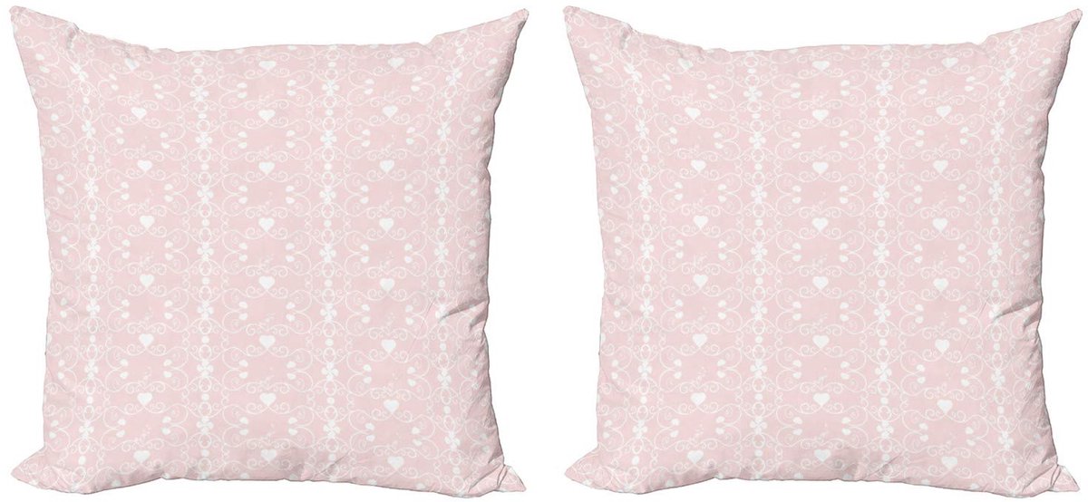 ABAKUHAUS Kussenhoes – Roze & Wit, Dubbelzijdig bedrukt 50x50 cm