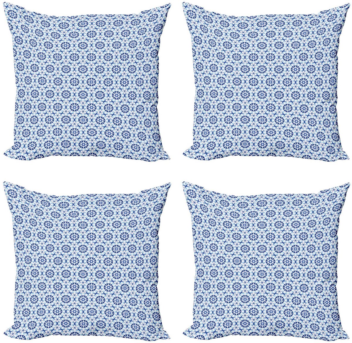 ABAKUHAUS Blauwe mandala kussenhoes set van 4 – dubbelzijdig – 50x50 cm