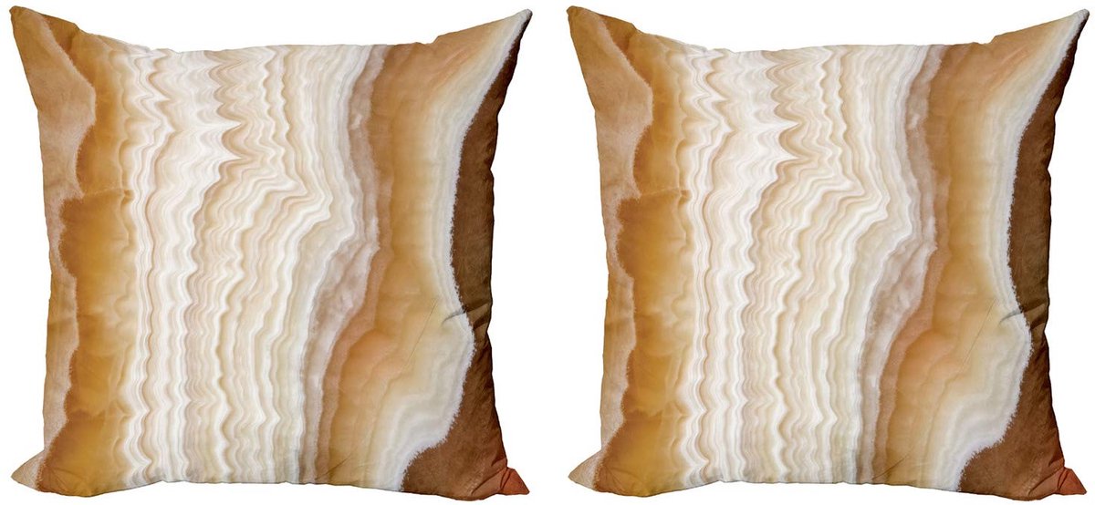 ABAKUHAUS marmer kussenhoes set 2x45x45 cm – dubbelzijdig bedrukt – crème