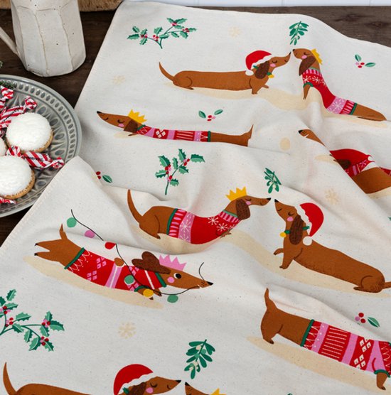 Linen Couronnes de Noël Tea towel