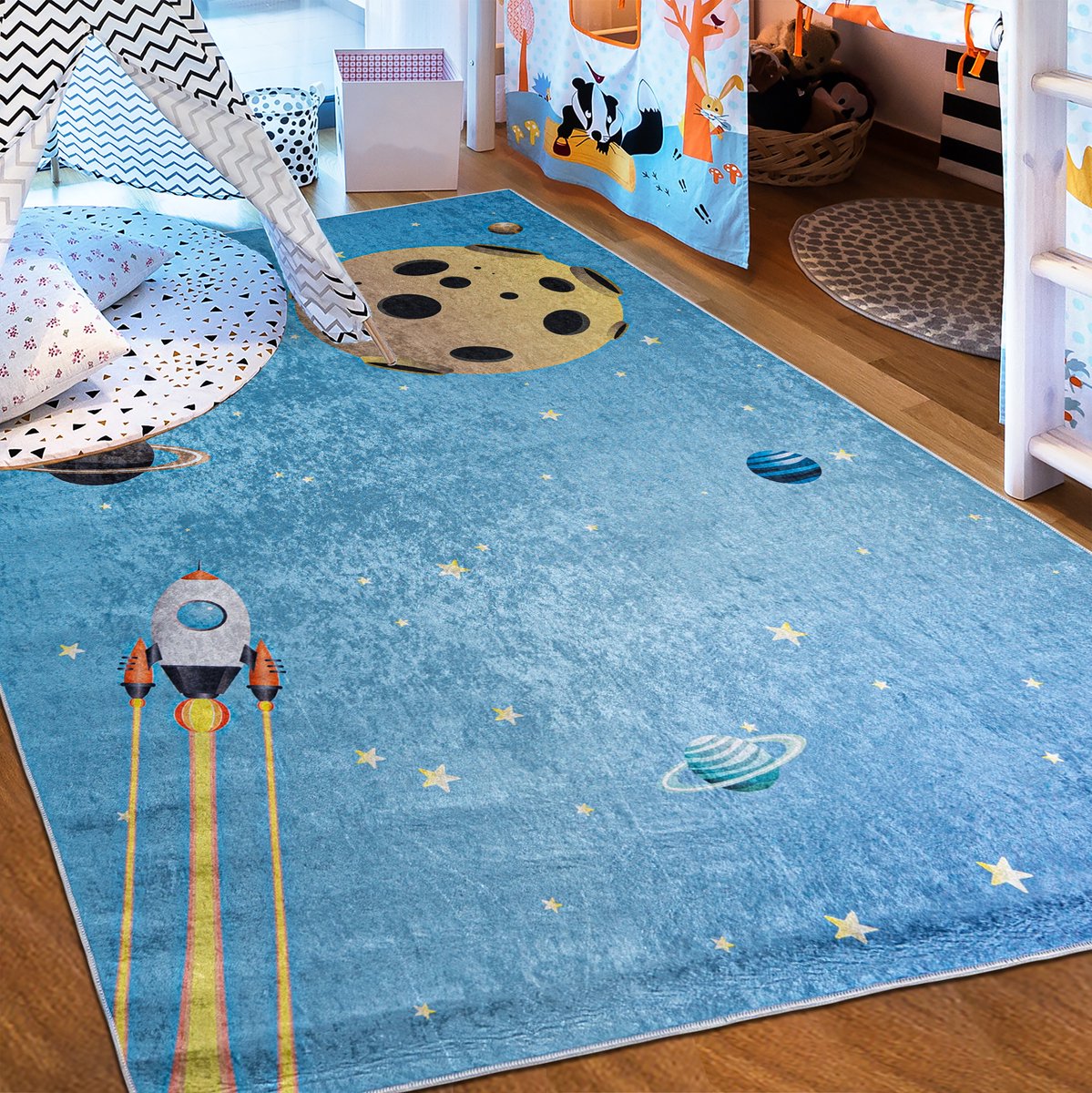 Kleed Kinderkamer 160x230cm - Ruimte & Planeten - Wasbaar