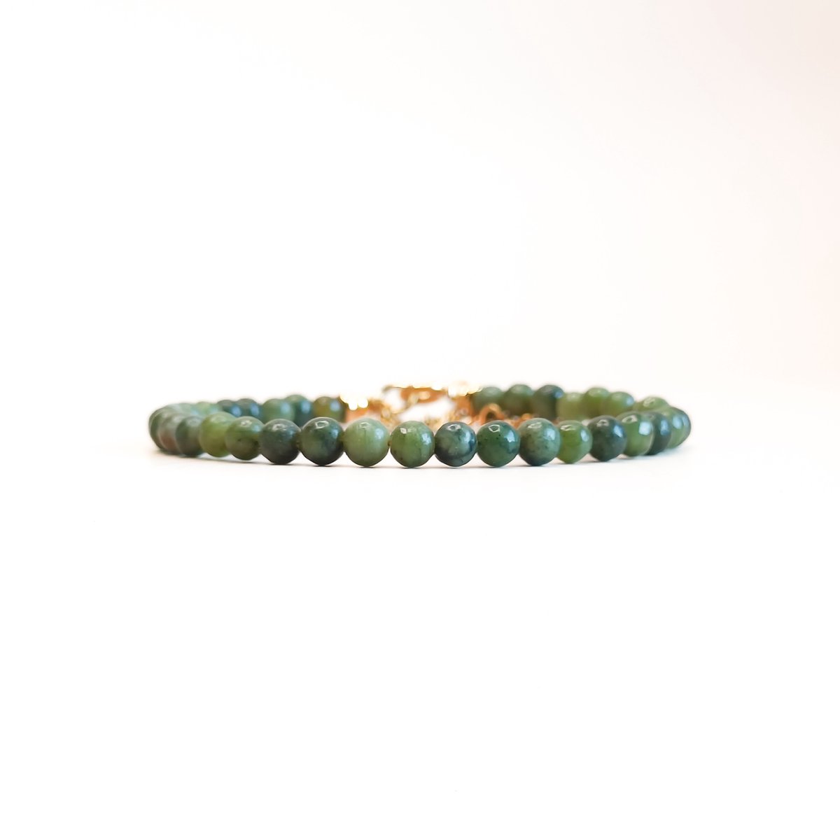 Ava & Imber | Veridis Armband Groene Jade | Groene Edelsteen Kralenarmband | 4mm Groene Jade Stenen | 16cm + 5cm Verlengstukje | Geleverd in Cadeaudoosje
