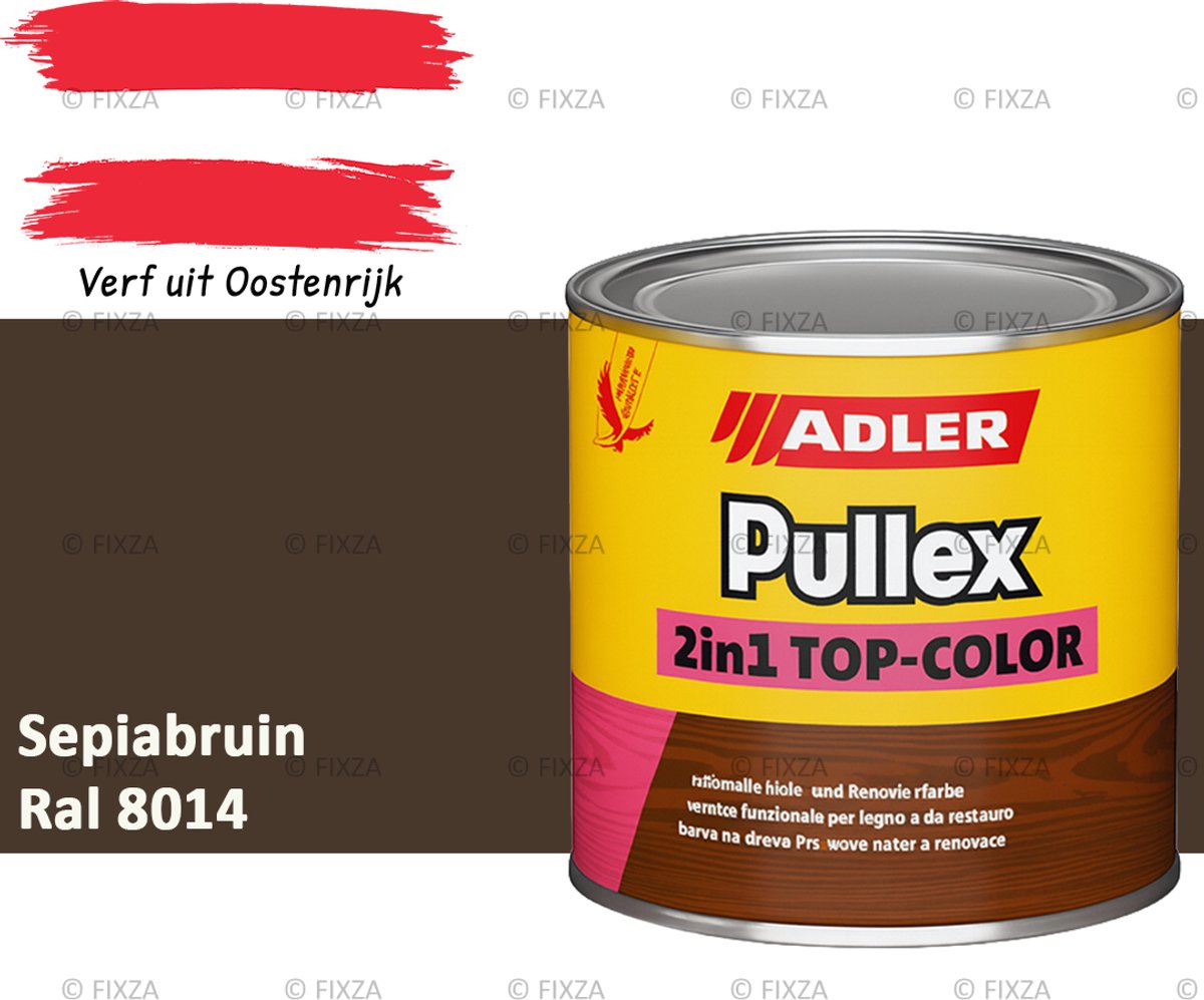 ADLER Pullex 2in1 Top-Color – Sepiabruin – 2,5 Liter – Dekkende Houtverf Buiten – Zijdemat