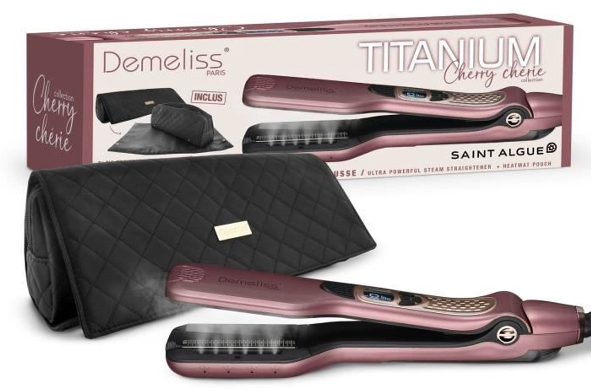 Titanium Haarstijltang - DEMELISS - 5 temperatuurstanden - 40 ml - Max 230°C - Cherry Chérie