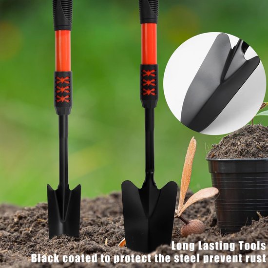 Tuingereedschap - 4-delige set - Puntige schep - Brede schep - Getande hark - Schoffel - Schep met antisliphandvat - Ergonomische lange steel - Voor het onderhouden van gazons, tuinen en groenten. van Tuingereedschap. — afbeelding 4