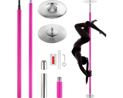 VEVOR Professionele Danspaal, Pole Dance Draagbare Danspaal Professioneel Ca. 216,3-270cm In Hoogte Verstelbaar Afneembare Fitnesspaal Spinning Fitness Roze, Statische Danspaal Sportscholen